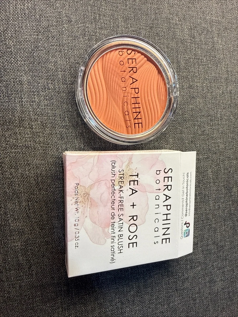 Seraphine Botanicals Tea+Rose Streak-Free Satin Blush 0.35 Oz/10 g